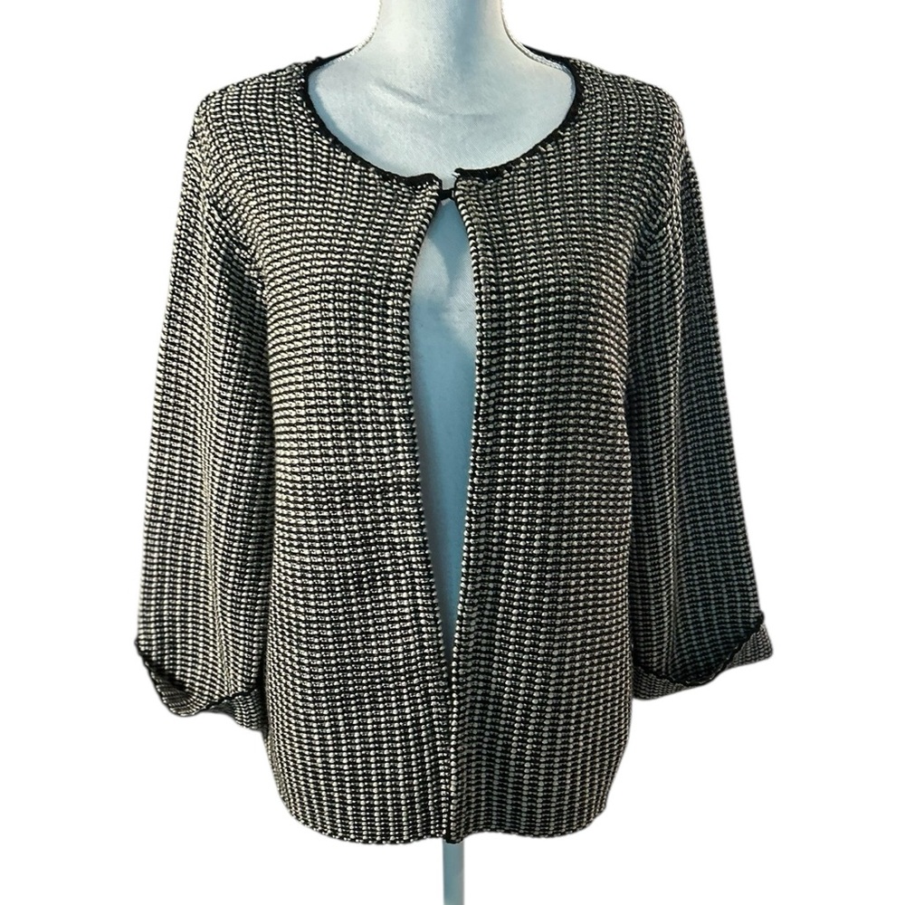 Chico's Monochrome Tweed Cardigan Sweater